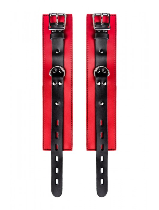 Красно-черные оковы на ноги из кожи - ToyFa - купить с доставкой в Новом Уренгое