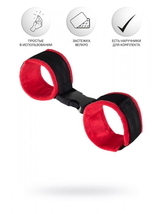 Красно-черные велюровые оковы Anonymo - ToyFa - купить с доставкой в Новом Уренгое