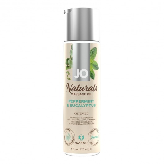 Массажное масло с ароматом перечной мяты и эвкалипта JO Naturals Peppermint   Eucalyptus - 120 мл. - System JO - купить с доставкой в Новом Уренгое