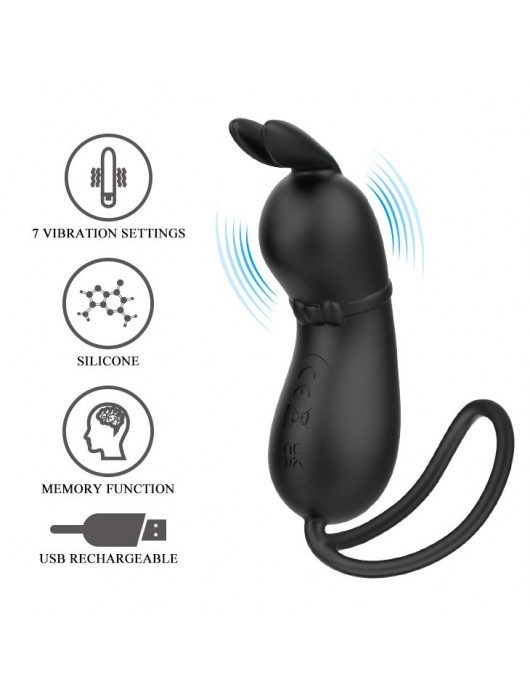 Черное виброяйцо Rosalie в виде зайчика - Baile