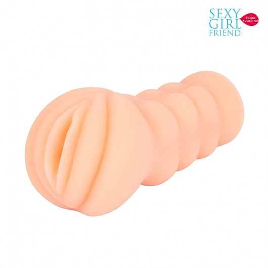 Телесный мастурбатор-вагина с комплектом эрекционных колец - Bior toys - в Новом Уренгое купить с доставкой