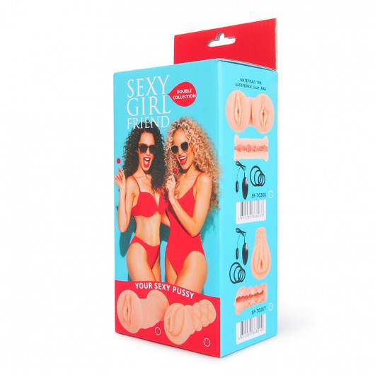 Телесный мастурбатор-вагина с вибрацией и комплектом эрекционных колец - Bior toys - в Новом Уренгое купить с доставкой