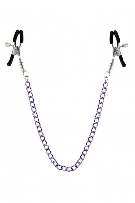 Зажимы для сосков с фиолетовой цепочкой Sweet Caress Nipple Chain - Sweet Caress - купить с доставкой в Новом Уренгое