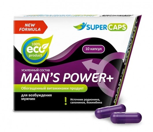 Возбуждающее средство для мужчин Mans Power plus - 10 капсул (0,35 гр.) +1 в подарок - SuperCaps - купить с доставкой в Новом Уренгое