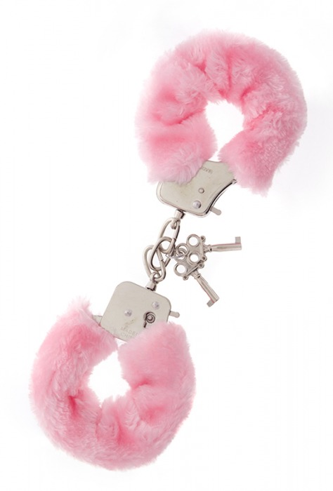 Металлические наручники с розовой меховой опушкой METAL HANDCUFF WITH PLUSH PINK - Dream Toys - купить с доставкой в Новом Уренгое