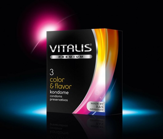 Цветные ароматизированные презервативы VITALIS PREMIUM color   flavor - 3 шт. - Vitalis - купить с доставкой в Новом Уренгое