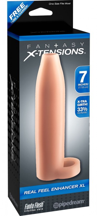 Телесная насадка Real Feel Enhancer XL - 17 см. - Pipedream - в Новом Уренгое купить с доставкой
