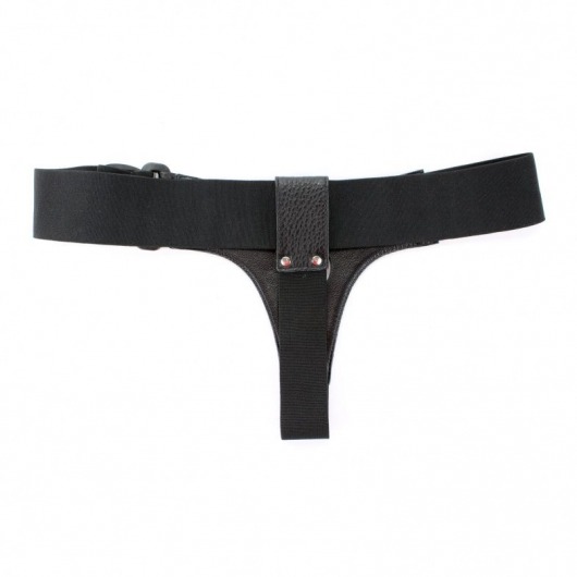 Чёрные трусики для страпона из натуральной кожи - БДСМ Арсенал - купить с доставкой в Новом Уренгое
