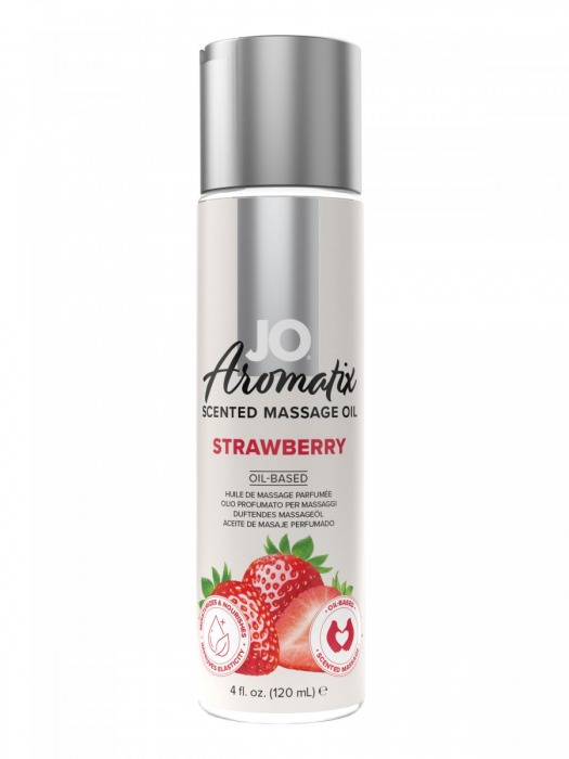 Массажное масло JO Aromatix Massage Oil Strawberry с ароматом клубники - 120 мл. - System JO - купить с доставкой в Новом Уренгое