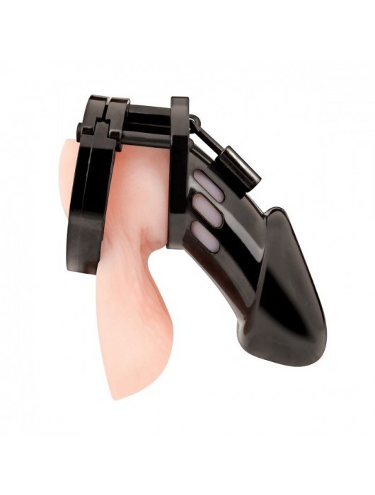 Черная акриловая клетка целомудрия для члена с замком - BlueLine - купить с доставкой в Новом Уренгое