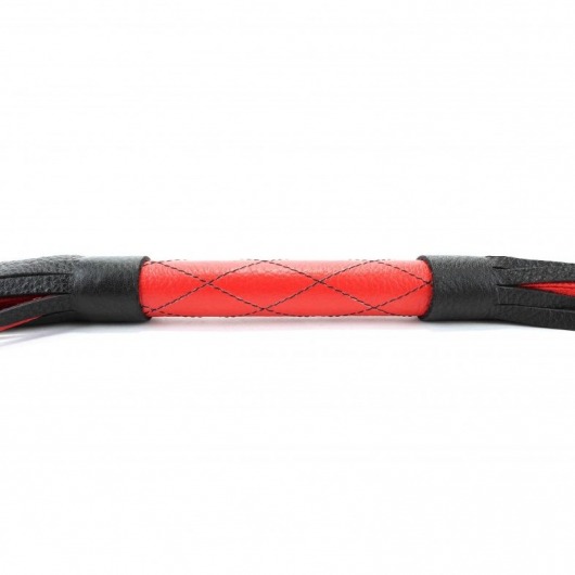 Красно-черная кожаная плётка - 51 см. - БДСМ Арсенал - купить с доставкой в Новом Уренгое