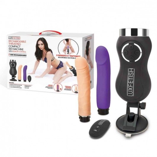 Портативная секс-машина Thrusting Compact Sex Machine c 2 насадками - Lux Fetish - купить с доставкой в Новом Уренгое