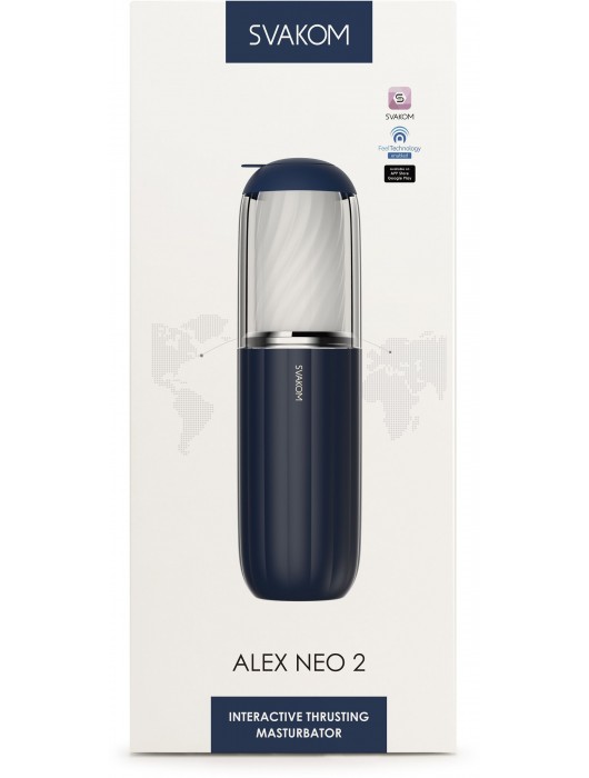 Черно-белый интерактивный мастурбатор Alex Neo 2 - Svakom - в Новом Уренгое купить с доставкой
