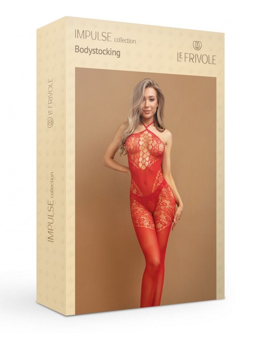 Красный боди-комбинезон с вырезом на груди - Le Frivole купить с доставкой