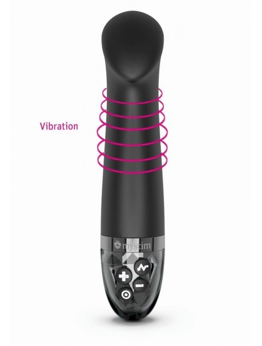 Черный вибратор с функцией электростимуляции Right on Ron - 17 см. - MyStim - купить с доставкой в Новом Уренгое