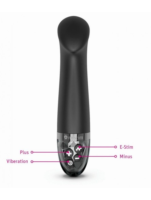 Черный вибратор с функцией электростимуляции Right on Ron - 17 см. - MyStim - купить с доставкой в Новом Уренгое