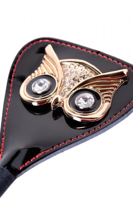 Чёрный стек с совой на кожаном наконечнике - 24 см. - ToyFa - купить с доставкой в Новом Уренгое