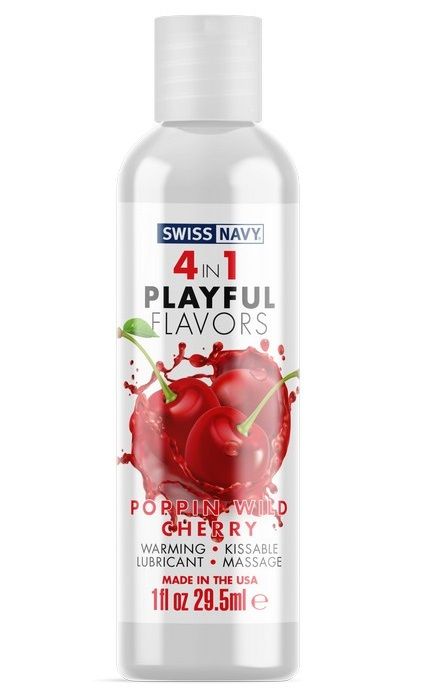 Массажный гель 4-в-1 Poppin Wild Cherry с ароматом вишни - 29,5 мл. - Swiss navy - купить с доставкой в Новом Уренгое