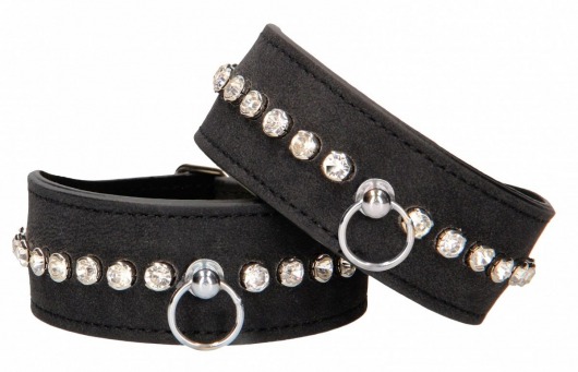 Черные поножи Diamond Studded Ankle Cuffs - Shots Media BV - купить с доставкой в Новом Уренгое