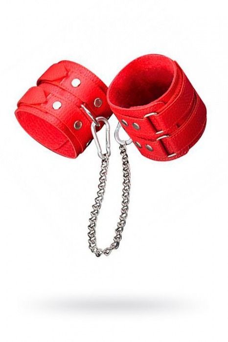 Кожаные красные оковы с цепочкой - Sitabella - купить с доставкой в Новом Уренгое