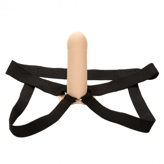 Телесный фаллопротез из силикона Extension with Harness - 15,75 см. - California Exotic Novelties - купить с доставкой в Новом Уренгое