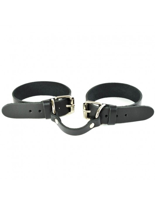 Черные кожаные наручники со съемной красной опушкой - Sitabella - купить с доставкой в Новом Уренгое