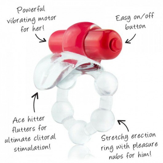 Виброкольцо с язычком и красным виброэлементом Overtime - Screaming O - в Новом Уренгое купить с доставкой