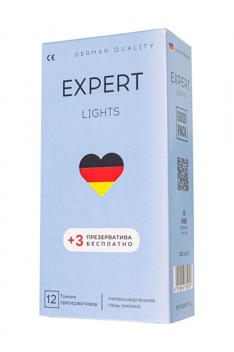 Ультратонкие презервативы EXPERT Lights - 12 шт.(+3 в подарок) - Expert - купить с доставкой в Новом Уренгое