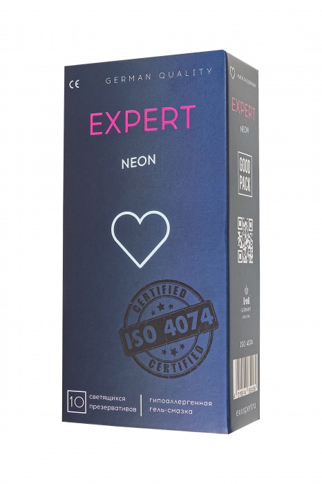 Светящиеся в темноте презервативы EXPERT Neon - 10 шт. - Expert - купить с доставкой в Новом Уренгое