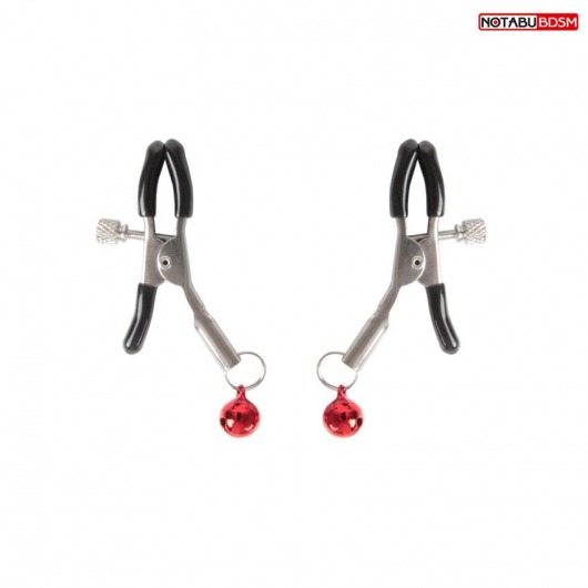 Серебристые зажимы на соски с шариками - Notabu - купить с доставкой в Новом Уренгое