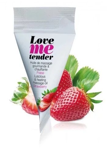 Съедобное согревающее массажное масло Love Me Tender Strawberry с ароматом клубники - 10 мл. - Love to Love - купить с доставкой в Новом Уренгое