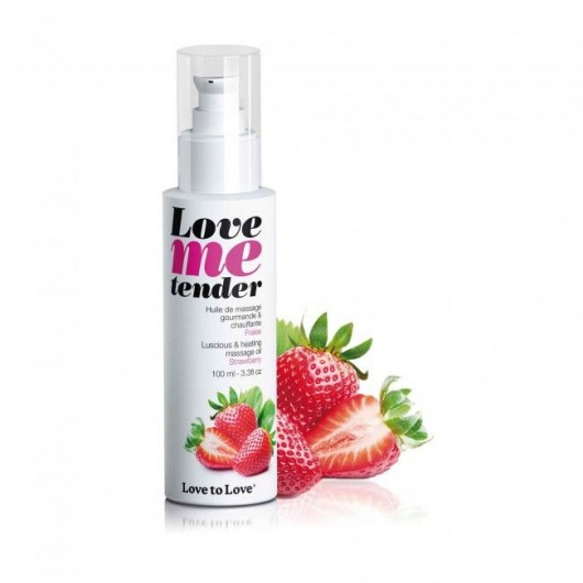 Съедобное согревающее массажное масло Love Me Tender Strawberry с ароматом клубники - 100 мл. - Love to Love - купить с доставкой в Новом Уренгое