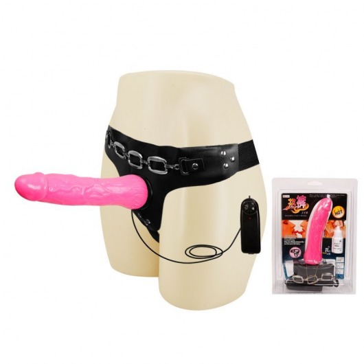 Женский розовый страпон с вибрацией - 18,5 см. - Baile - купить с доставкой в Новом Уренгое