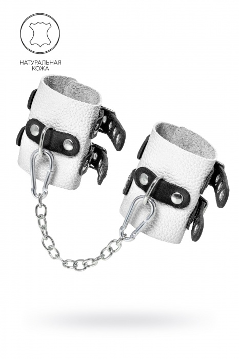 Бело-черные наручники с двумя ремешками и люверсами - Pecado - купить с доставкой в Новом Уренгое