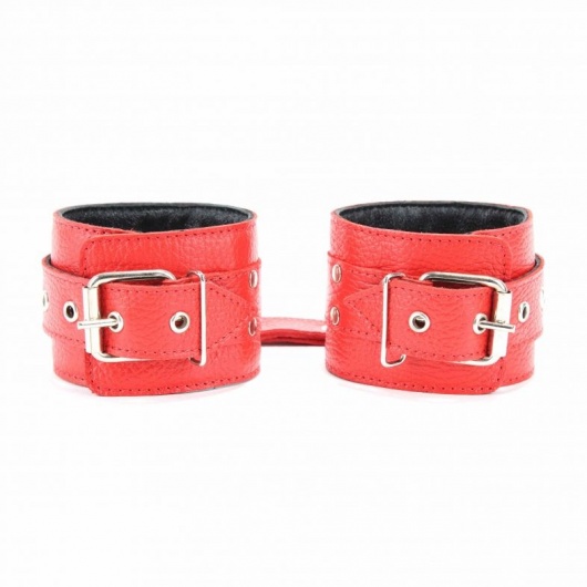 Красные кожаные наручники с клепками - БДСМ Арсенал - купить с доставкой в Новом Уренгое