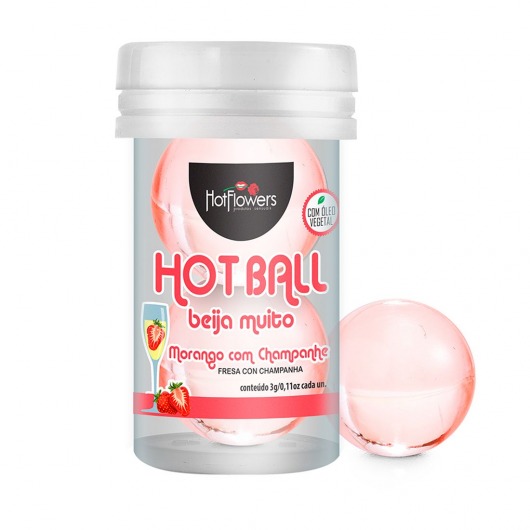 Лубрикант на масляной основе Hot Ball Beija Muito с ароматом клубники и шампанского (2 шарика по 3 гр.) - HotFlowers - купить с доставкой в Новом Уренгое