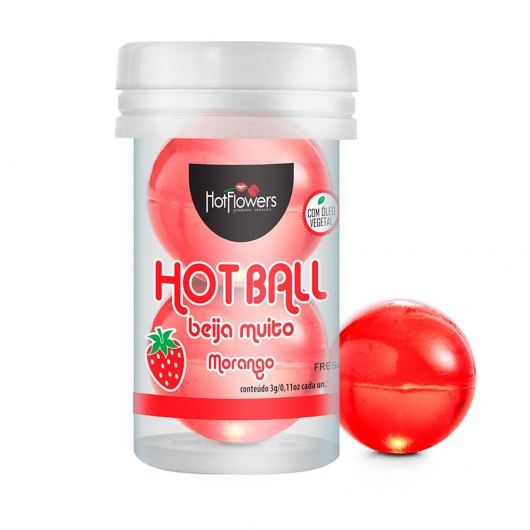 Лубрикант на масляной основе Hot Ball Beija Muito с ароматом клубники (2 шарика по 3 гр.) - HotFlowers - купить с доставкой в Новом Уренгое