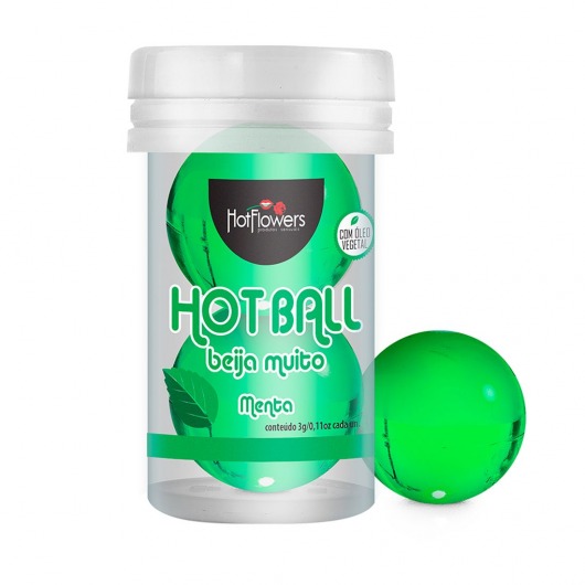 Лубрикант на масляной основе Hot Ball Beija Muito с ароматом мяты (2 шарика по 3 гр.) - HotFlowers - купить с доставкой в Новом Уренгое