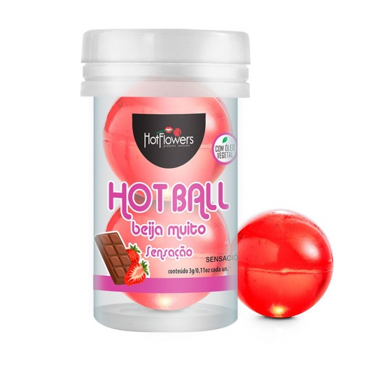 Лубрикант на масляной основе Hot Ball Beija Muito с ароматом шоколада и клубники (2 шарика по 3 гр.) - HotFlowers - купить с доставкой в Новом Уренгое