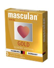 Презервативы Masculan Ultra Gold с золотым напылением и ароматом ванили - 3 шт. - Masculan - купить с доставкой в Новом Уренгое