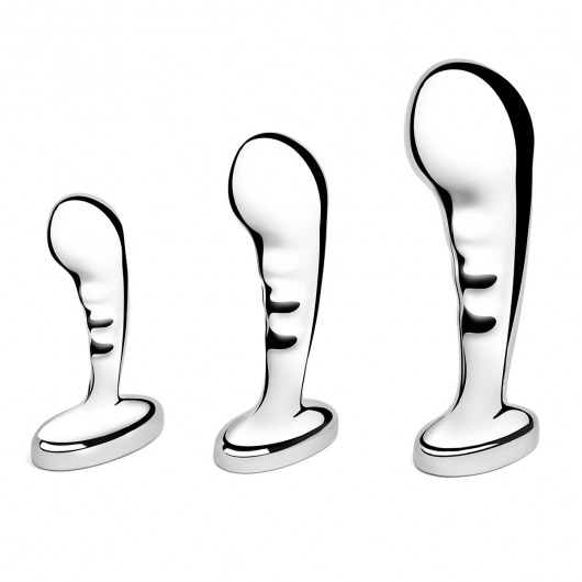 Набор из 3 стальных стимуляторов простаты Stainless Steel P-spot Training Set - b-Vibe - в Новом Уренгое купить с доставкой