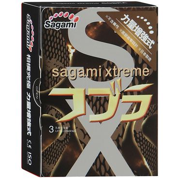 Суженные к основанию презервативы Sagami Xtreme COBRA - 3 шт. - Sagami - купить с доставкой в Новом Уренгое