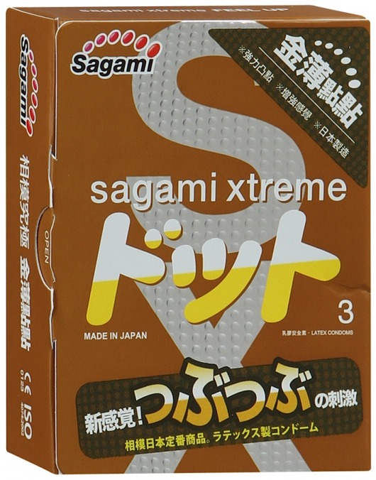 Презервативы Sagami Xtreme FEEL UP с точечной текстурой и линиями прилегания - 3 шт. - Sagami - купить с доставкой в Новом Уренгое