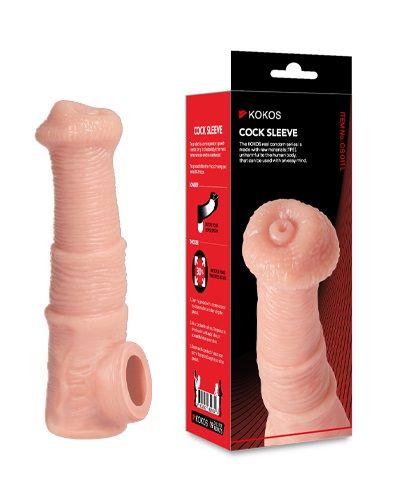 Телесная фантазийная насадка на член Cock Sleeve Size M - KOKOS - в Новом Уренгое купить с доставкой