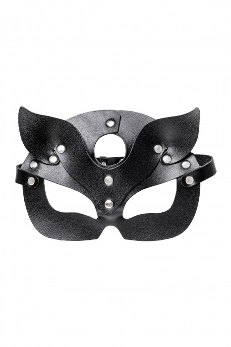 Черная кожаная рельефная маска кошки - Pecado - купить с доставкой в Новом Уренгое