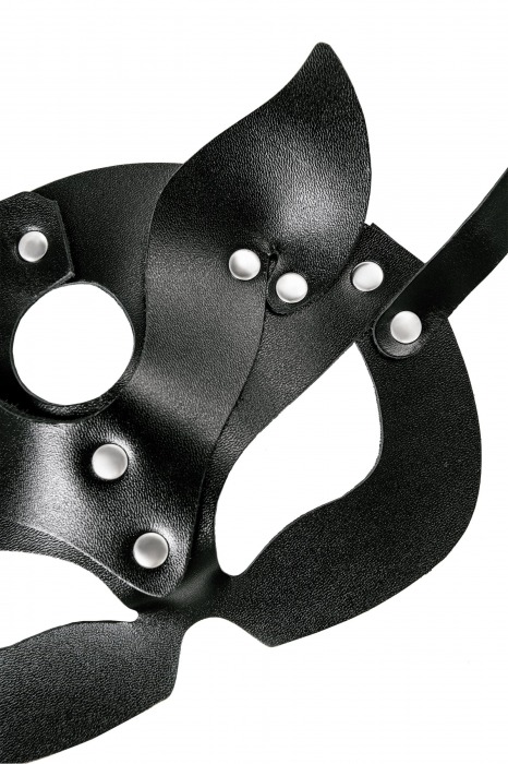 Черная кожаная рельефная маска кошки - Pecado - купить с доставкой в Новом Уренгое