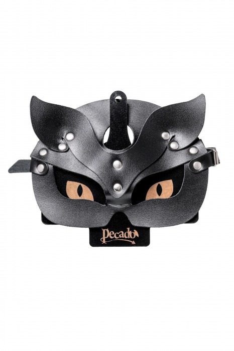 Черная кожаная рельефная маска кошки - Pecado - купить с доставкой в Новом Уренгое