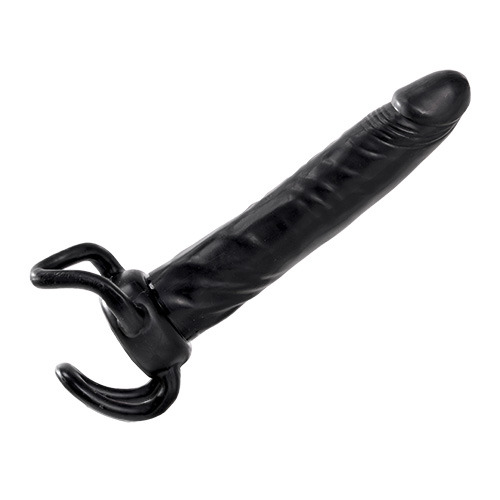 Чёрная насадка-фаллос для двойного проникновения INFLATABLE DILDO SLIM DONG  - 13,5 см. - Toyz4lovers - в Новом Уренгое купить с доставкой