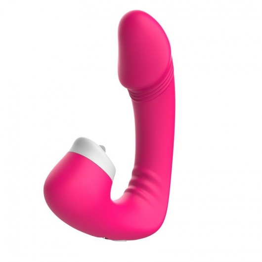 Розовый вибромассажёр с клиторальной стимуляцией - I-MOON