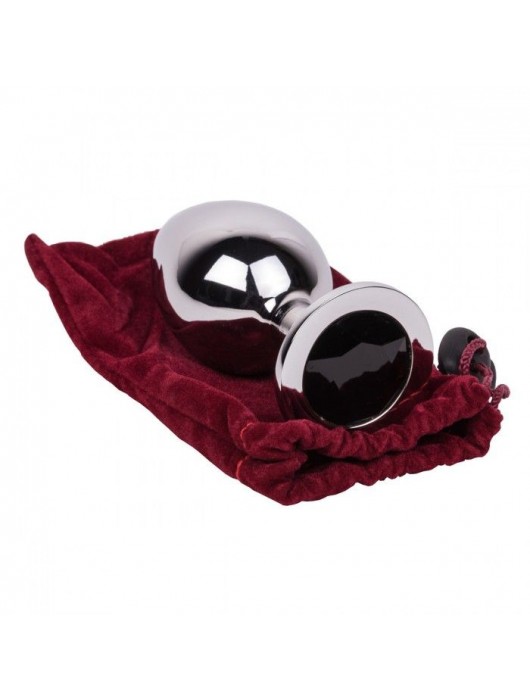 Большой стальной плаг с черным кристаллом Black Rave - 9,5 см. - Erotic Fantasy - купить с доставкой в Новом Уренгое